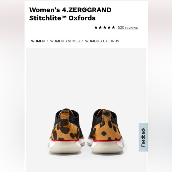 LEOPARD Women's 4.ZERØGRAND Stitchlite™ Oxfords - SIZE 10 - NEVER BEEN WORN - Picture 3 of 10